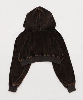 WEGO ベロア2ラインジップパーカー ブラック