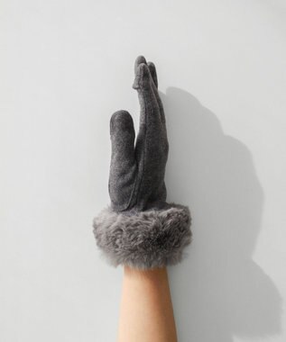 ORuKuBET 【オンワード・クローゼット限定】パールリング風エコファージャージグローブ (WOMEN)【スクワラン加工 / 抗菌機能・タッチパネル対応】 グレー