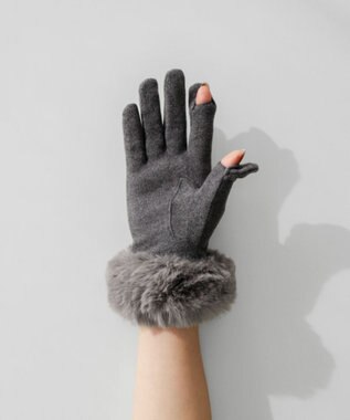 ORuKuBET 【オンワード・クローゼット限定】パールリング風エコファージャージグローブ (WOMEN)【スクワラン加工 / 抗菌機能・タッチパネル対応】 グレー