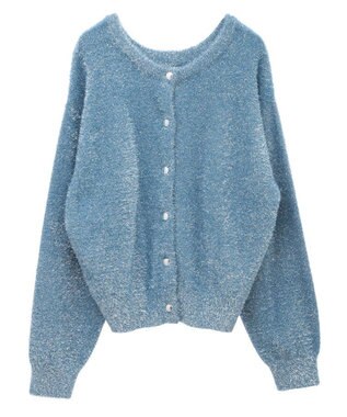 Green Parks シャギーギラギララメカーディガン Sax