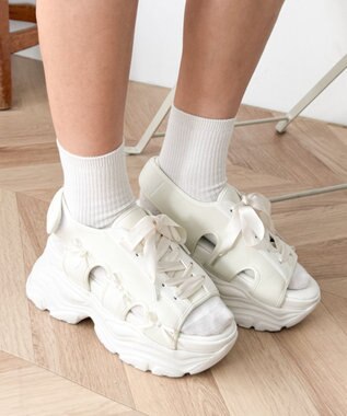 WEGO 厚底レースアップリボンスポサン