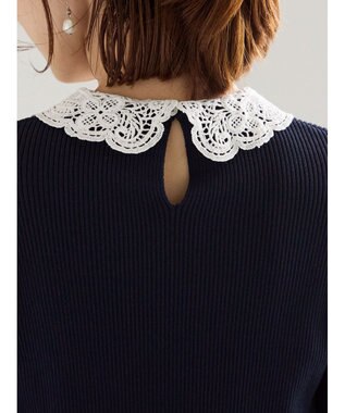 Te chichi ケミカルレースカラーリブニット ネイビー