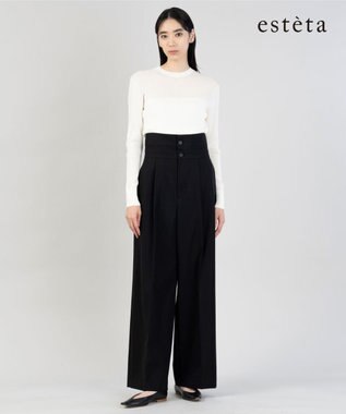 23区 【エステータ】コットンダブルクロス マーベルト ワイドパンツ