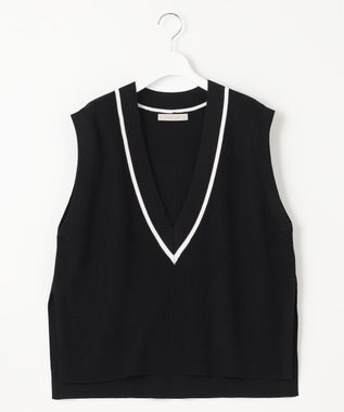 UNFILO L 【UVケア/抗菌防臭】深Ｖニットベスト ブラック系