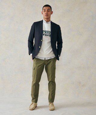 J.PRESS MEN バックサテンストレッチカーゴパンツ グリーン系