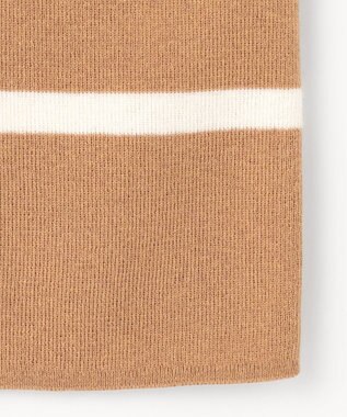 自由区 L コットンウールハイゲージボーダー ニット キャメル×オフ