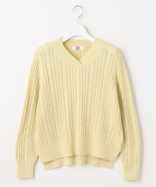J.PRESS LADIES 【洗える】GIZA MERCERIZE COTTON ケーブル ニット イエロー系