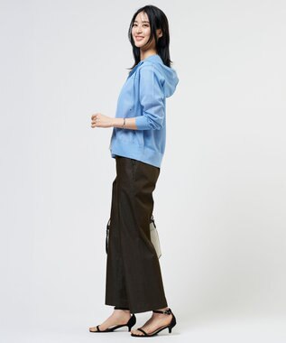 J.PRESS LADIES 【WEB限定カラーあり】SHEER LIGHT KNIT パーカー ソフトブルー系
