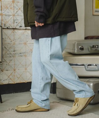WEGO デニムイージーワイドパンツ デニム淡色