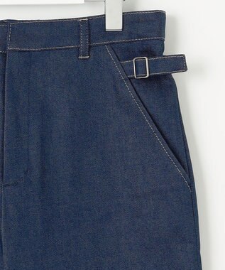 J.PRESS LADIES S 【洗える】ハイパワーデニムツイル ワイド パンツ インディゴ系