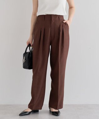 Green Parks ・ＥＬＥＮＣＡＲＥ　ＤＵＥ　リネンライク２タックパンツ Brown