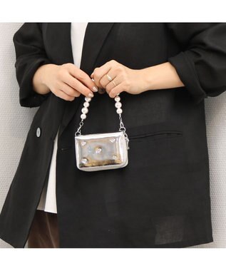 UNBILLION VERYコラボ ペルケ perche / 牛革パールハンドルジャバラウォレット シルバー