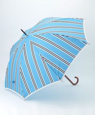 MOONBAT POLO RALPH LAUREN(ポロ ラルフローレン) 長傘 ワンポイント ストライプ 75デニール 日本製 サックスブルー