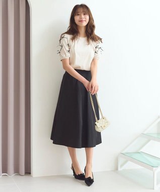 Feroux 【セットアップ対応・洗える】タフタフレア スカート ブラック系