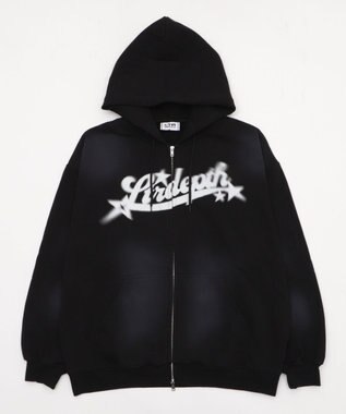 WEGO 【ユニセックス着用ITEM/MLサイズ展開】グラフィックZIPパーカー ブラック