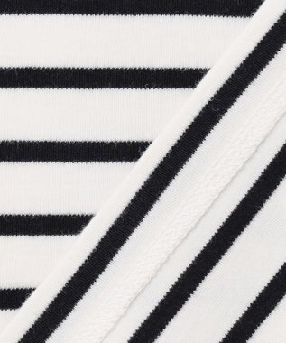 ANY 【大好評につき新色登場！】モックネックフレンチスリーブ ボーダーＴシャツ ホワイト×ブラック