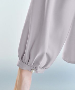 Tiaclasse 【スマート裏起毛・洗える】パールボタンブラウス グレー