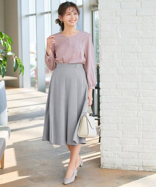 Tiaclasse 【スマート裏起毛・洗える】パールボタンブラウス ピンク