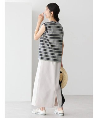 AMERICAN HOLIC マルチボーダーノースリーブカットプルオーバー Navy