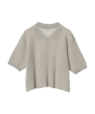 earth music&ecology ラインポロニットカーディガン Light Gray