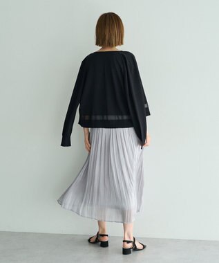 YECCA VECCA シャイニーサテンプリーツスカート Light Gray