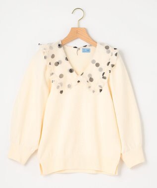 組曲 L 【組曲×setsuko sagittaire】襟付きプルオーバー ニット アイボリー系