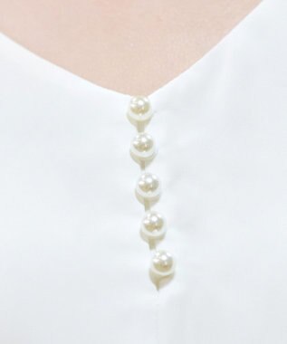 Tiaclasse 【スマート裏起毛・洗える】パールボタンブラウス オフホワイト