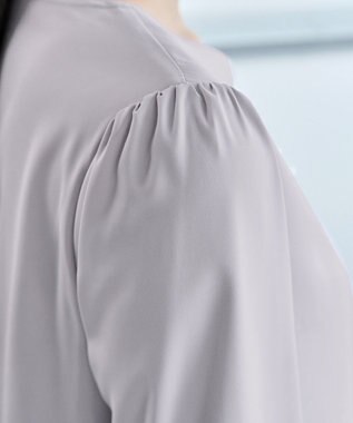 Tiaclasse 【スマート裏起毛・洗える】パールボタンブラウス グレー