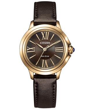 CITIZEN 【電池交換不要 光発電エコ・ドライブ】、包み込むような 曲線とボリューム感が魅力の高級感ある腕時計 ウォームゴールド