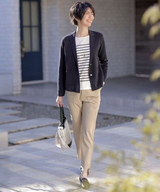 J.PRESS LADIES バスクボーダー カットソー ネイビーボーダー系