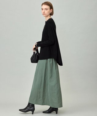 ICB L エステルメモリータフタ ピンタックスカート スモークグリーン系