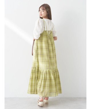 earth music&ecology マドラスチェックキャミワンピース Yellow