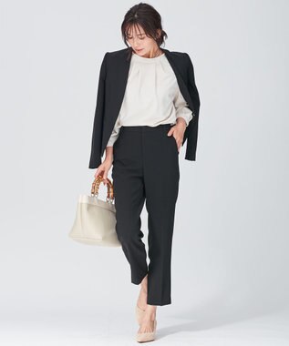 23区 トリアセダブルジョーゼット パンツ ブラック系