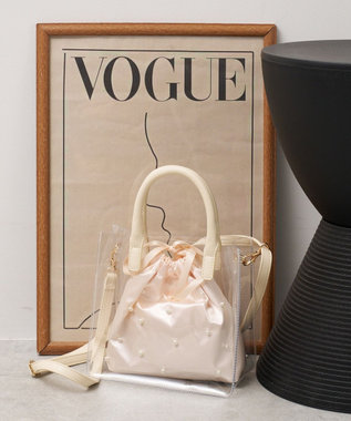 WEGO 巾着付きクリアショルダー ホワイトその他