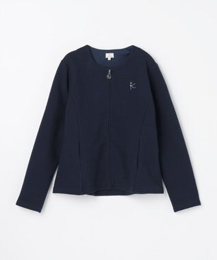 組曲 KIDS 【150-160㎝】フラワーキルト パーカー ネイビー