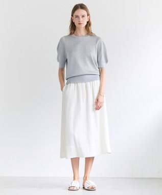 BEIGE， BERNARD / リネン混 ゴールドジップ ハイウエススカート Ecru