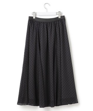 23区 【一部店舗限定/洗える】クレープドットフロッキー スカート ブラック系