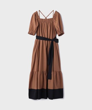 GRACE CONTINENTAL ギャザーロングワンピース ブラウン