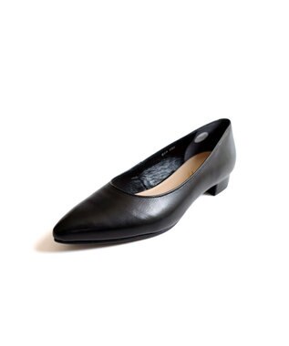 Pointer 日本製 本革美脚ローヒールパンプス ブラック