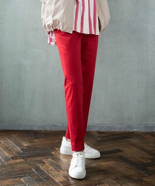 自由区 L 【接触冷感・吸湿・速乾】COOLMAX テーパードパンツ レッド系