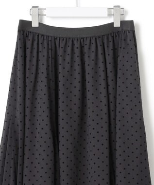 23区 【一部店舗限定/洗える】クレープドットフロッキー スカート ブラック系