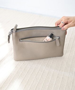 Hekhèr Le Style de Vie 新色追加【日本製】シュリンクレザー スクエアショルダーバッグ グレージュ