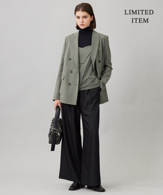 ICB L 【WEB限定・UVカット・洗える】ウール2WAYストレッチ キャミソールブラウス スモークグリーン系