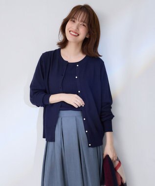 ANY 【洗濯機可/UVカット】パールポイントアンサンブル ネイビー