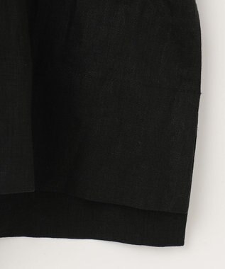 UNFILO 【洗える】リネンレーヨン　ラッフルカラーブラウス ブラック