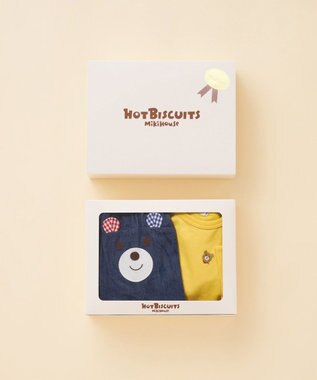 MIKI HOUSE HOT BISCUITS ワンポイント半袖Tシャツ＆顔ドンブルマギフトセット【BOX付き】 黄