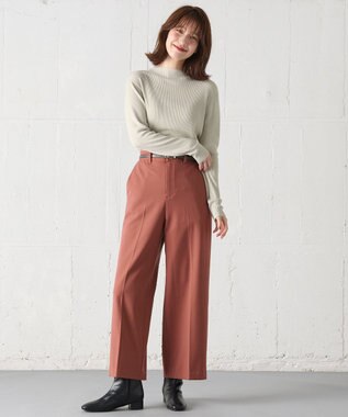 ANY 【ウエストゴム/リントラク加工/裏起毛/ストレッチ】シークレットウォーム　ワイドパンツ テラコッタ