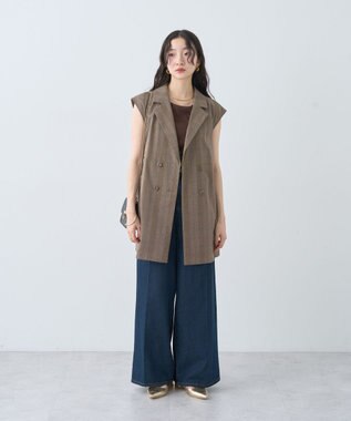 earth music&ecology ショートジレンチ Check Brown