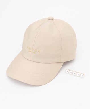TOCCA 【紫外線90%カット・吸水速乾・抗菌防臭・接触冷感・洗える・サイズ調整可・ブローチ付け外し可】PEARL BROOCH CAP キャップ ベージュ系