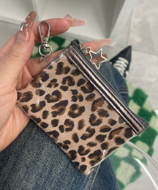 WEGO 総柄メタルクリアポーチ ブラウン